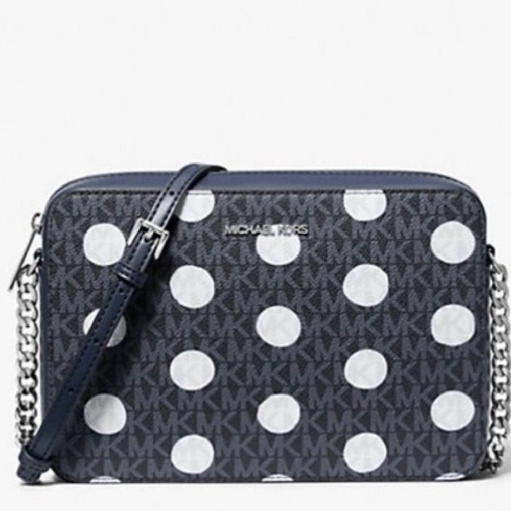 Michael Kors Blue and White Crossbody Bag with Chain Strap NWT